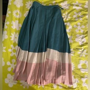 Authentic Japanese Lily Brown pleated midi skirt